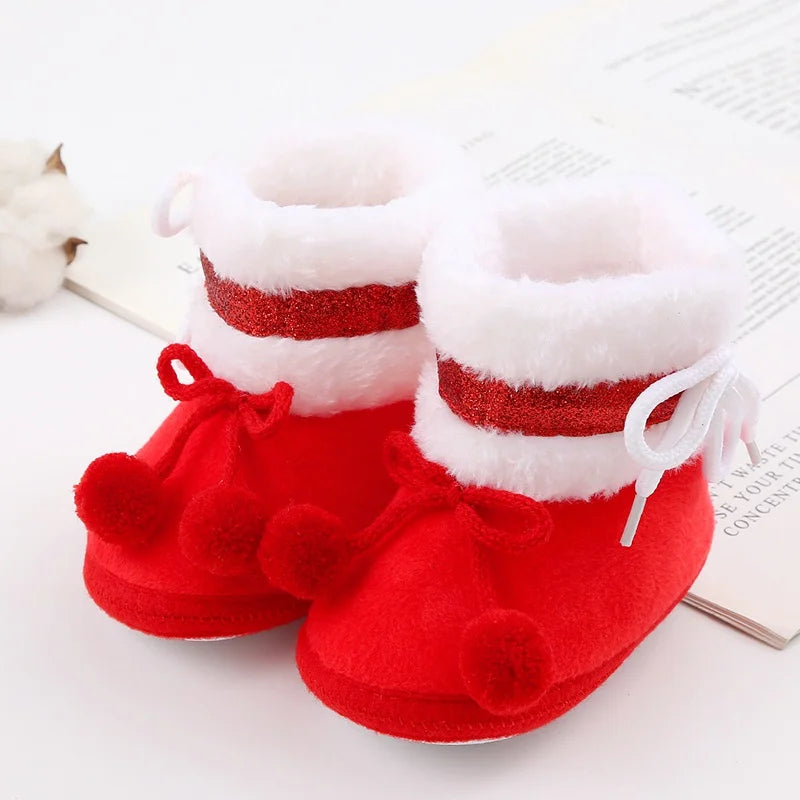 Baywell Baby Boots Newborn Winter Plush Snow Booties for Infant Boys Girls Soft Comfortable Lace Up Warming Shoes
