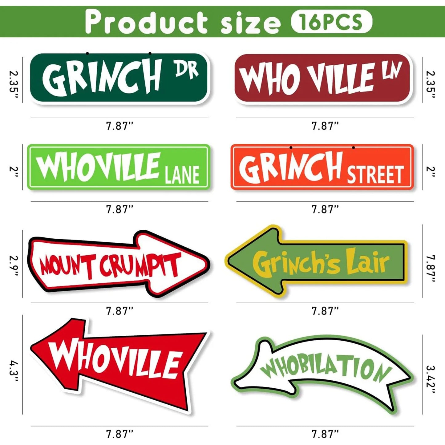 Christmas Tree Decorations 16pcs Grinch's Christmas Tree Hanging Ornament Holiday Xmas Grinch's Ornaments Grinch's Christmas Decor