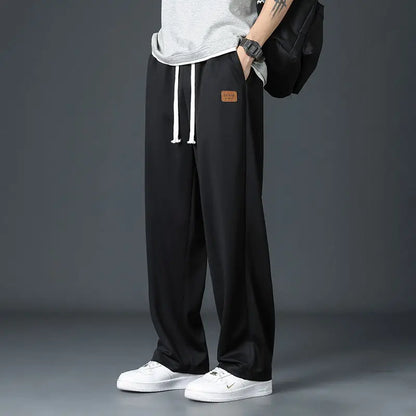 Spring Summer Men Oversize Casual Pants Fashion New Male Drawstring Elastic Waist Solid Loose Sports Wide Leg Straight Trousers