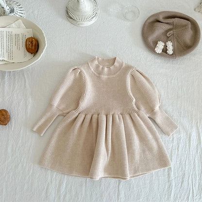 0-4Y Autumn Boutique Vintage Style Puff Sleeve Kids Baby Girl Clothes Dresses Draped Princess Dress for Girls