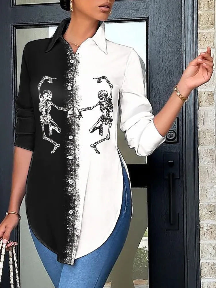 Women White Blouse 2026 Fashion Shirts Elegant Asymmetrical Tops Casual Long Sleeve Tunic Solid Color