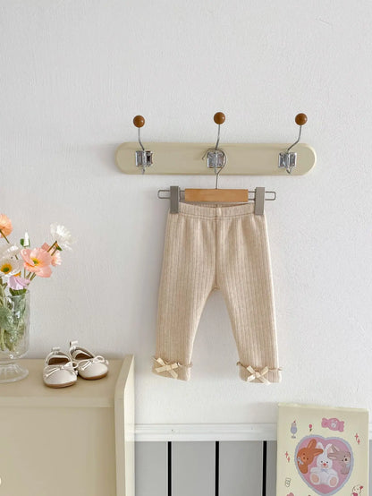 2025 Winter New Baby Plus Velvet Thick Leggings Cotton Girls Cute Bow Warm Trousers Infant Fleece Casual Pants Toddler Clothes