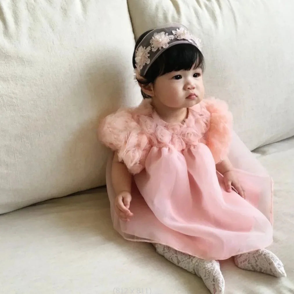 1st Birthday Party Baby Dress Summer Princess One Year Baby Girls Dress Clothes Flower Puff Sleeve Toddler Dresses For Girl