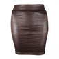 Women Mini Skirt Solid Color High Waist Slim Fit Skinny Matte Faux Leather Cozy Commuter Bodycon Skirt OL Office Pencil Skirts