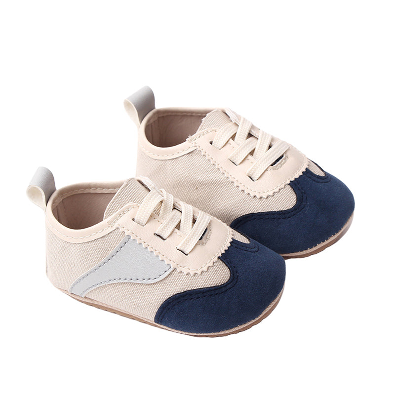 Infant Baby Girls Boys Canvas Shoes First Walkers Shoes Non-slip Contrast Color Sneakers Tie-up Newborn Sport Shoes