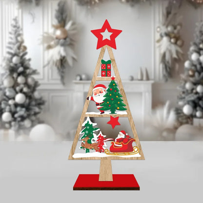 Holiday Wooden Decoration Compact Wooden Christmas Tree Wooden Tabletop Christmas Tree Christmas Party Ornament For Shelf Table