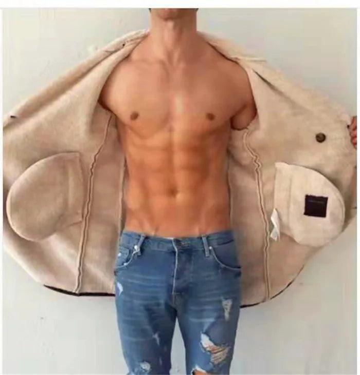 2026 Men's Woolen Coat Middle-aged Double Collar Autumn And Winter Warm Fashion Slim-fitting Woolen Men's Coat Pocket