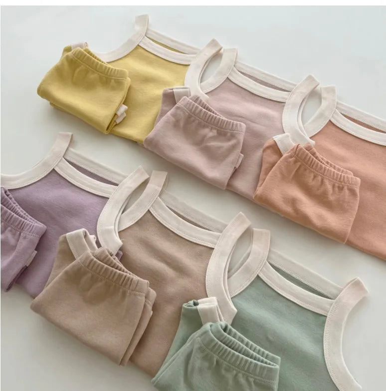 2025 New Baby Sleeveless Clothes Set Boy Girl Summer Thin Cotton Vest + Shorts 2pcs Suit Infant Outfits Toddler Breathable Set