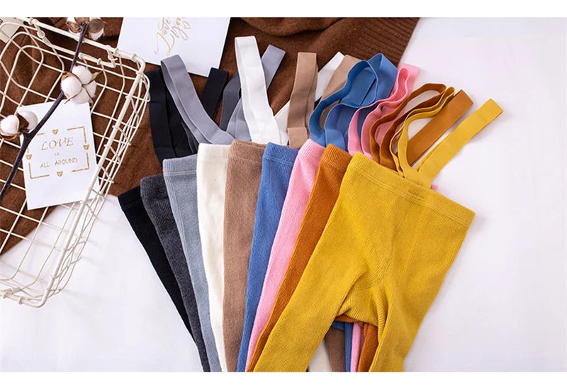 Baby Cute Knitted Tights Boys Girls Pantyhose Casual Suspender Tights Infant Toddler Autumn Spring Leggings Solid Color Clothing