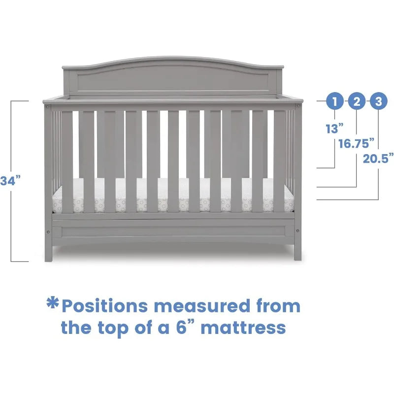 Children Emery 4-in-1 Convertible Baby Crib - Greengard Gold Certified, Dark Chocolate