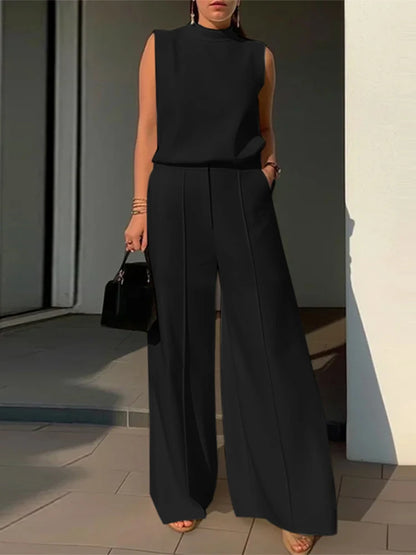 Elegant Chic Women 2-Pieces Sets ZANZEA Woman 2026 Trouser Suits Fashion 2pcs Outfits Tank Top and Wide Leg Pant Suits Oversize
