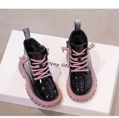 Fashion Kids Boots Girls British Style Children's Ankle Boots Autumn Winter Warm Waterproof Boys Boots 3-15 Years Old Snow Boots