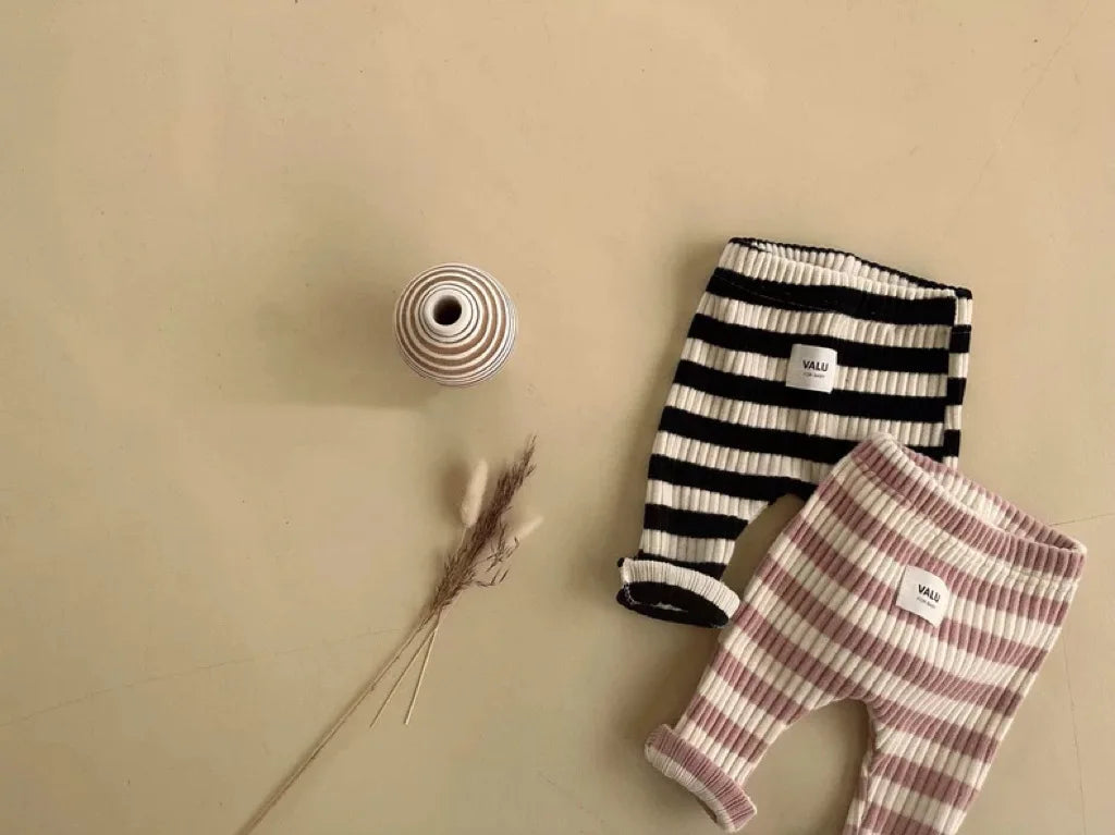 Autumn Winter Children Ribbed Striped Thick Warm Leggings Girl Baby Cotton Casual Pants Boy Infant Fashion Trousers Kid Clothes