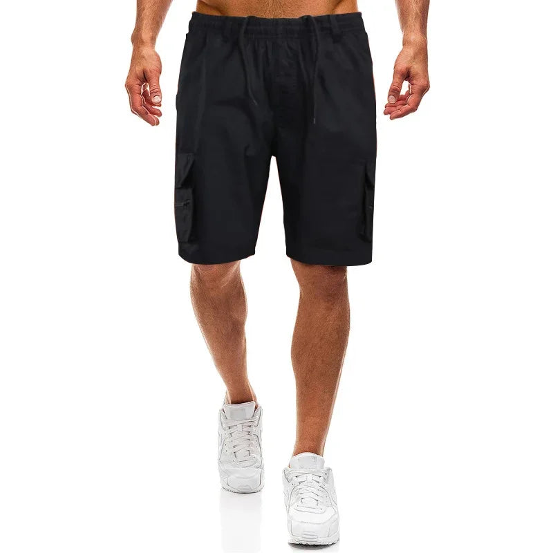 Outdoor Cargo Shorts Male Overalls Elastic Waist Cycling Shorts Multi-pockets Loose Work Shorts Quick Dry Sport Printed Trousers