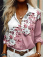 Fashion Women's Shirts Casual Blouses Blue Flowers Print Shirt 2026 New Autumn Large Size Female Clothing Temperament Blouse Top