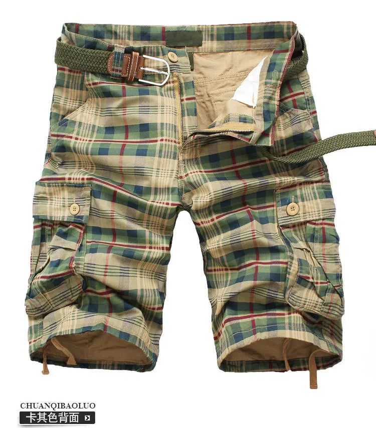 2025 Summer new men's cargo shorts men's large size fashion casual plaid Shorts