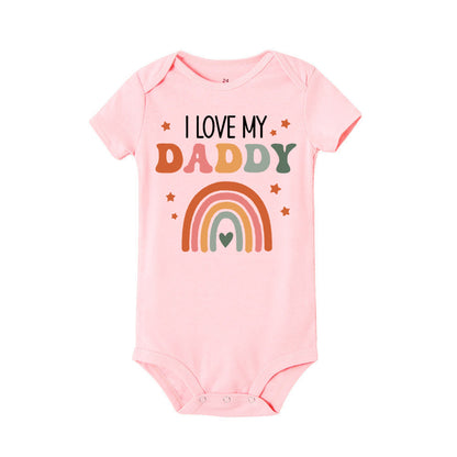 I Love Mummy & Daddy Rainbow Printed Newborn Baby Bodysuits Funny Summer Short Sleeve Infant Rompers Body Boys Girls Jumpsuits