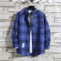 Spring New Korean Style Plaid Shirts Men's Handsome Long-sleeved Loose Casual All-matching Shirt Coats 2026 Trend Men's Clothing