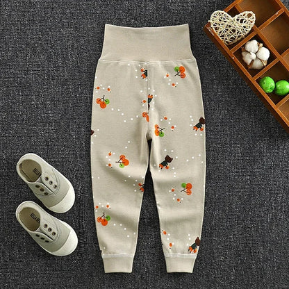 Baby Girls Boys Pants Toddler Bottoming Leggings Children Cotton Cartoon Trousers High Waist 2024 Autumn Newborn Kids Clothing