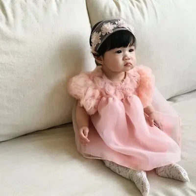 1st Birthday Party Baby Dress Summer Princess One Year Baby Girls Dress Clothes Flower Puff Sleeve Toddler Dresses For Girl
