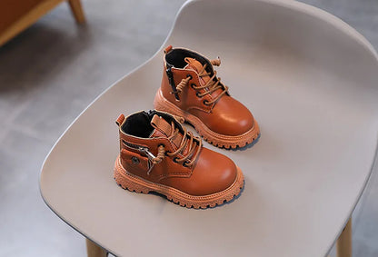 Spring Autumn Children Ankle Boots Classic Simple Black Boots for Girl Fashion Causal Kids Boots for Boys Leather Versatile Soft