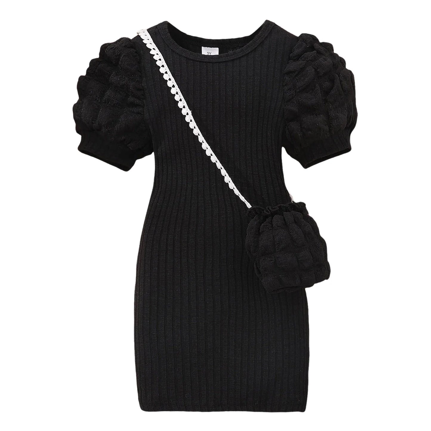2026 Midi Dress Kids Girl Clothes Summer Short Sleeve Baby Girl Bodycon Dress Party Children Wrap Tight Dress 3 4 5 6 7 8 Years