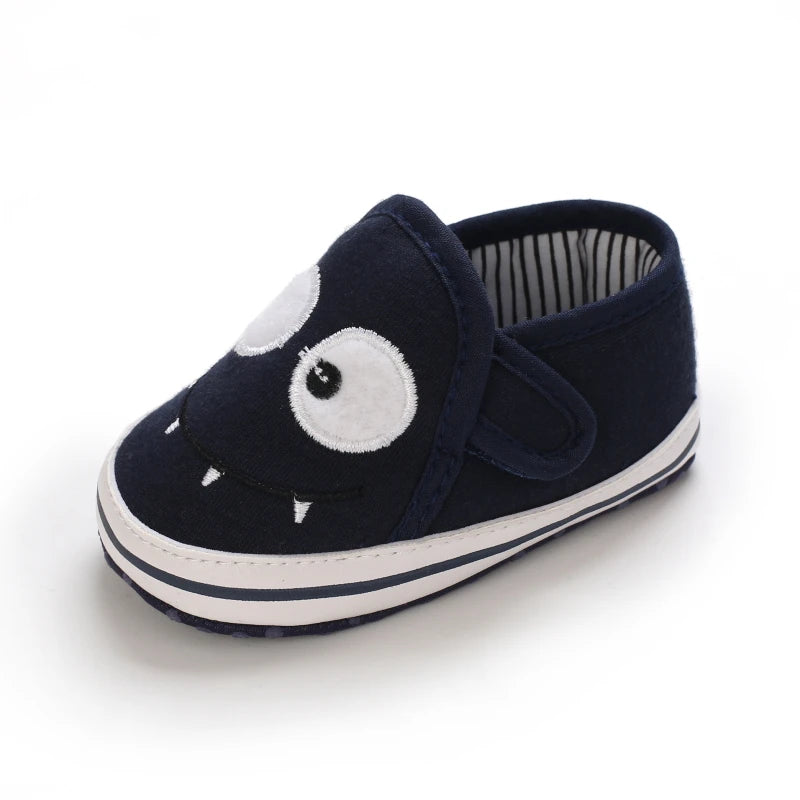 Lucky Blue Newborn Infant Toddler Boy Girl Casual Breathable Soft Cloth Bottom  Anti-slip PU Leather First Walkers Canvas Shoes