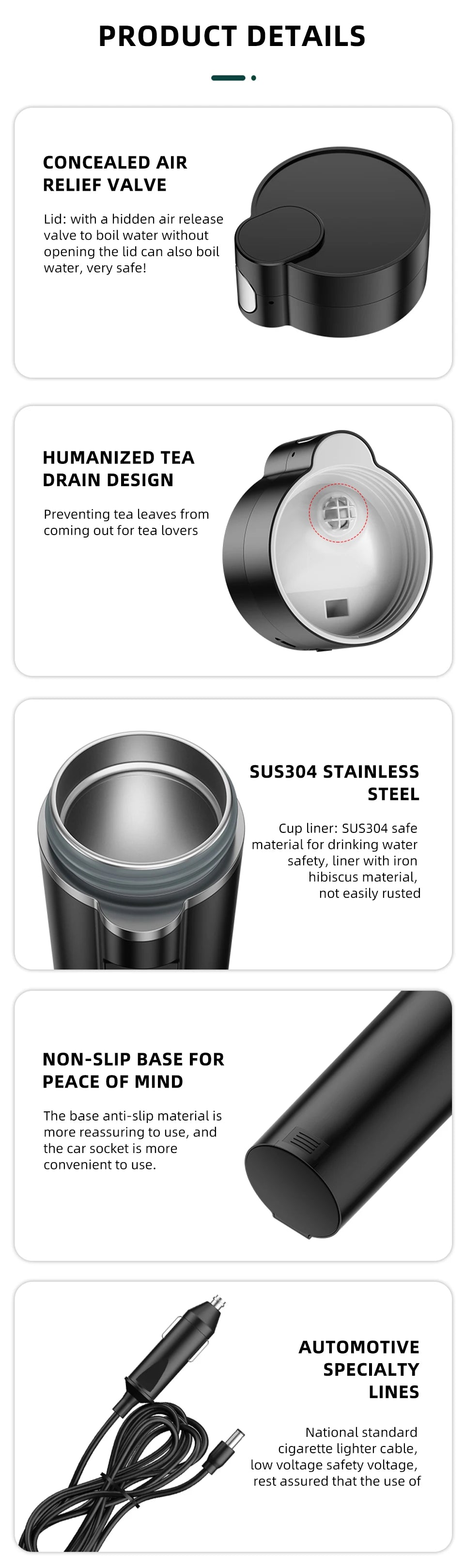 450ml Smart Car Heated Mug 12V24V Pop-up Lid Touch Screen Temperature Control Stainless Steel Portable Travel Thermal Coffee Mug