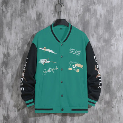 2026 New Jacket Coat Letter Printed  Wear Men Baseball Jacket Casual Long Sleeve Stand Jackets Men's Coats Sweatshirts Outerwear