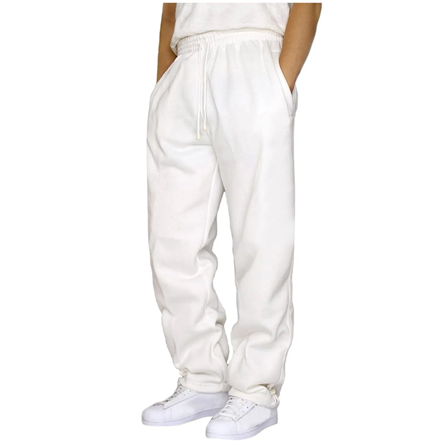 Black Plain Sweatpants Straight Leisure Workout Trousers Bottoms Baggy Men's Autumn Winter Trousers Sportswear Pantalone's