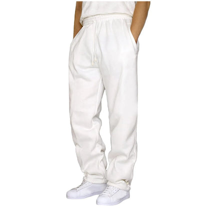 Black Plain Sweatpants Straight Leisure Workout Trousers Bottoms Baggy Men's Autumn Winter Trousers Sportswear Pantalone's