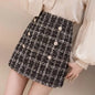 Tweed Skirts for Women Solid High Waist Slimming Skirts Autumn Spring 2026 Buttons Double Breasted Tweed Wool Mini Skirt