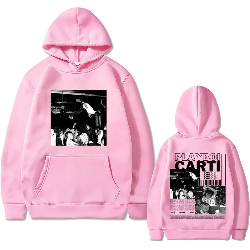 Hip Hop Rapper Playboi Carti Die Lit Music Album Hoodie Men's Fleece Cotton Sweatshirt Pullover Men Vintage Oversized Streetwear