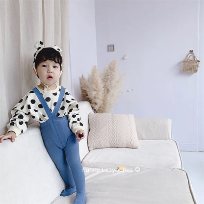 Baby Cute Knitted Tights Boys Girls Pantyhose Casual Suspender Tights Infant Toddler Autumn Spring Leggings Solid Color Clothing