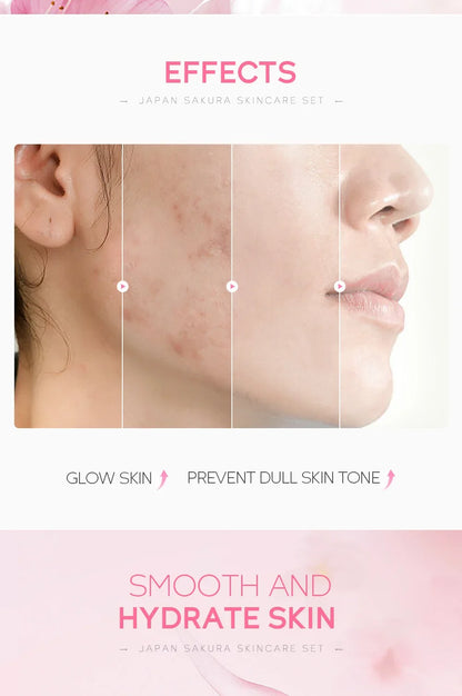 LAIKOU Sakura Kit Skin Care Sets Moisturizing and Reducing Fine Lines Cleansing Pore Product 5-Piece Korean Christmas Gift Set