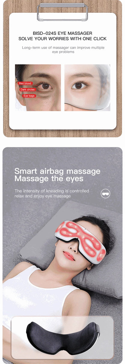 ‌Smart Eye Massager with Bluetooth Music, Air Pressure & Heat Therapy to Relieve Fatigue & Pain, Relax Body & Mind
