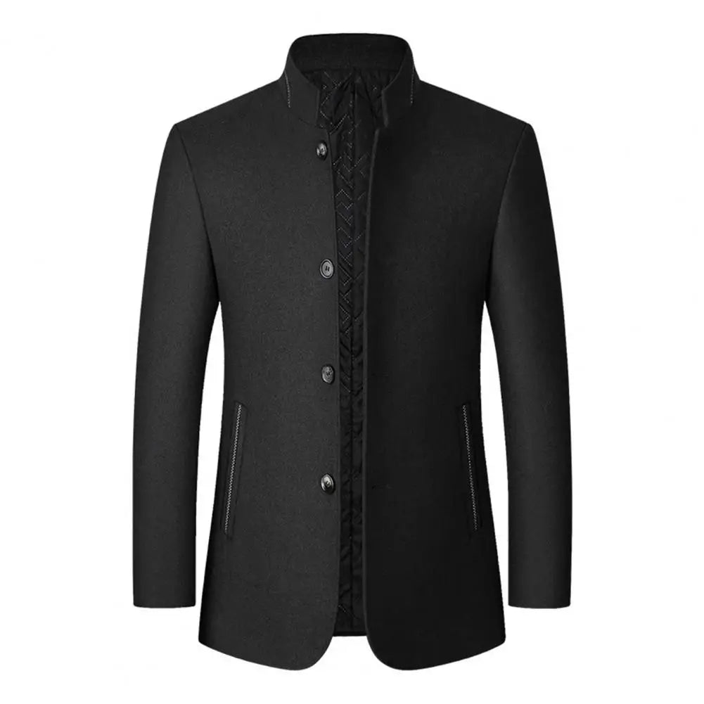 Wool Blend Coat Men Winter Fashion Overcoat Male Thicken Keep Warm Jackets Trench Outerwear Wool Coat Stand Collar