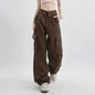 Women's Spring Vintage Hollow Stripe Long Sleeved Knitwear+ Strap+ Cargo Pants Suit Korean Elegant Sweater Trousers Matching Set