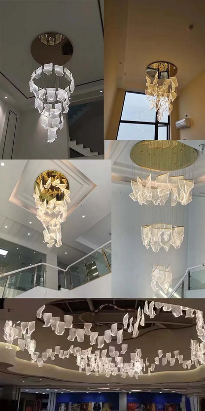 Modern Simple Led Luxurious Duplex Building Large Chandelier Living Room Creative Villa Pendant Lamp Stair Dining Hall Lighting
