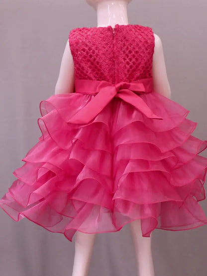 Tutu Beading Flower Baby Girl Dress For Wedding Party Sleeveless Infant Baby Dresses For 1st Birthday Toddler Baptism Clothes