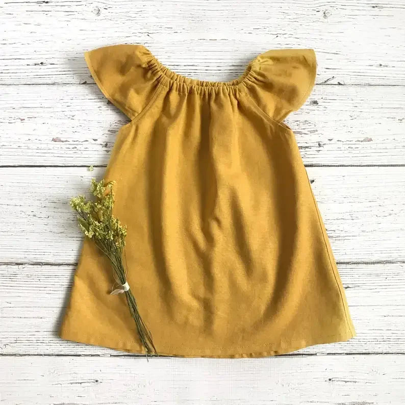 Summer Toddler Baby Girls Dress Cotton Simple Girls Home Dress Solid Children Dresses Casual Kids Loose Dresses Clothing