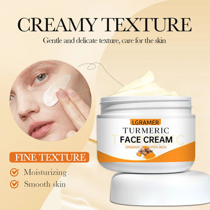Turmeric Whitening Face Cream Wrinkle Removal Lighten Fine Lines Makes Skin Look More Youthful Brighten Moisturize Facial Care
