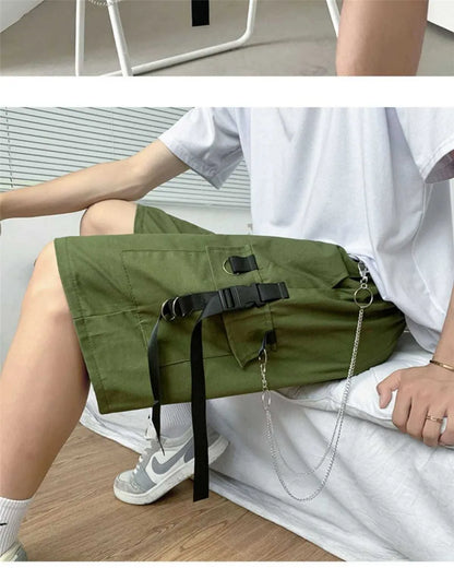 Loose Summer Black Gargo Shorts Men Gothic High Street Pants Funny Slim Fit Shorts Trousers Fashion Mens Cargo Hip Hop Shorts