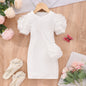 2026 Midi Dress Kids Girl Clothes Summer Short Sleeve Baby Girl Bodycon Dress Party Children Wrap Tight Dress 3 4 5 6 7 8 Years