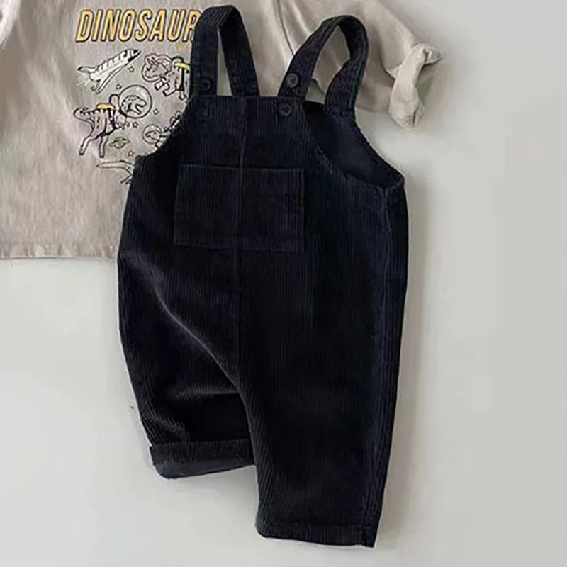 New Spring Baby Pants Toddler Boys Solid Corduroy Suspender Trousers  Girls Overalls Kids Basic Playsuit Jumpsuit Clothing