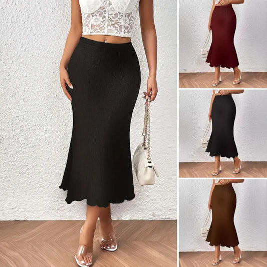 2025 Skirts Woman Trendy Fashion Knitted Jacquard Stretch Jacquard Fishtail Skirt Female Long Skirt New Elegant Women's Clothing