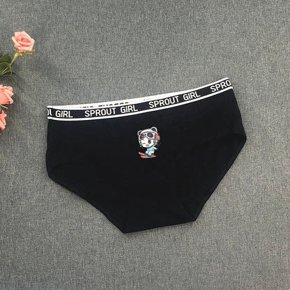 3Pcs New Fashion Cartoon Printing Letter Edge Girl Cotton Underwear Student Boxer Underwear Girls Triangle Underwear 8-16 Years