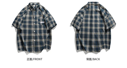 Korean Y2k Streetwear Plaid Shirt Men Shirts 2025 New Summer Fashion Chemise Homme Men's Checkered Shirts Short Sleeve Men Blouse