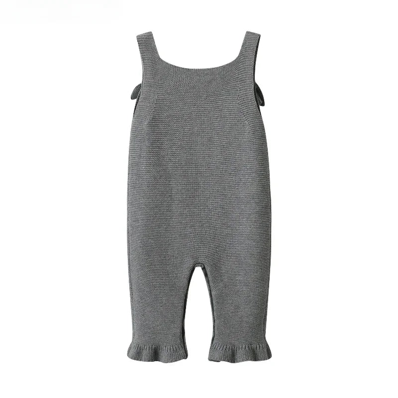 Toddler Newborn Baby Girl Jumpsuit Suspenders Costumes Outfit Knit Bodysuit Solid Color Sleeveless Knitted Sling Autumn Winter