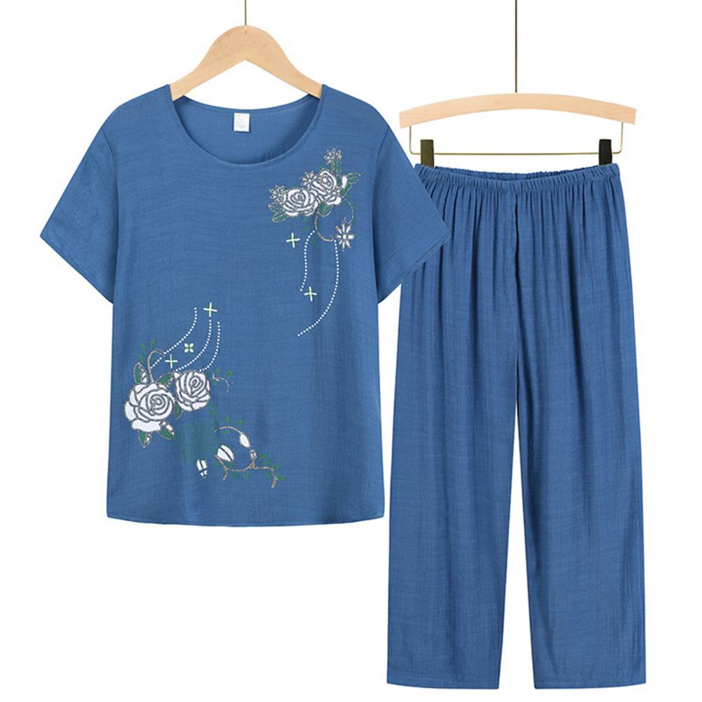 New Arrival Female Pajamas Set Sleepwear Women Cotton Print Flower Pyjamas Summer Loose Nightwear Home Large XL-4XL
